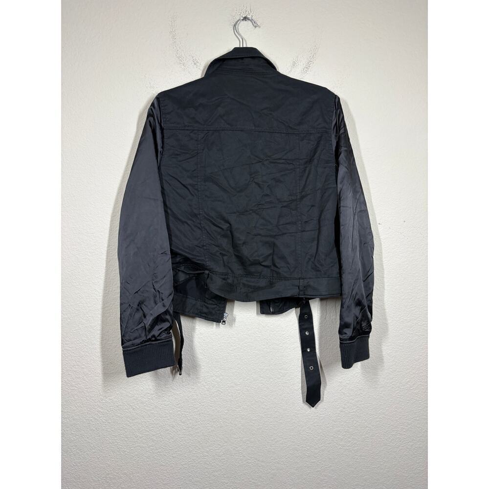 Paige Medium Sheryl Bomber Moto Jacket Black Full Zip Cotton Tencel Blend Pocket - Picture 2 of 11